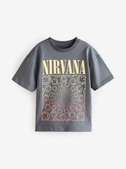 Charcoal Grey 100% Cotton Licensed Nirvana T-Shirt (3-16yrs) - Image 1 of 3