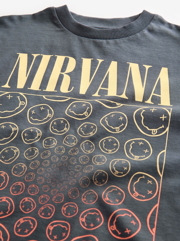 Charcoal Grey 100% Cotton Licensed Nirvana T-Shirt (3-16yrs) - Image 3 of 3