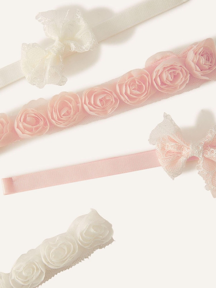Monsoon Pink Baby Rosette Bandos 4 Pack - Image 2 of 2