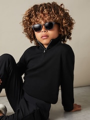 Reiss Black Blackhall 13-14 yrs Merino Wool Half-Zip Funnel Neck Jumper - Image 3 of 4