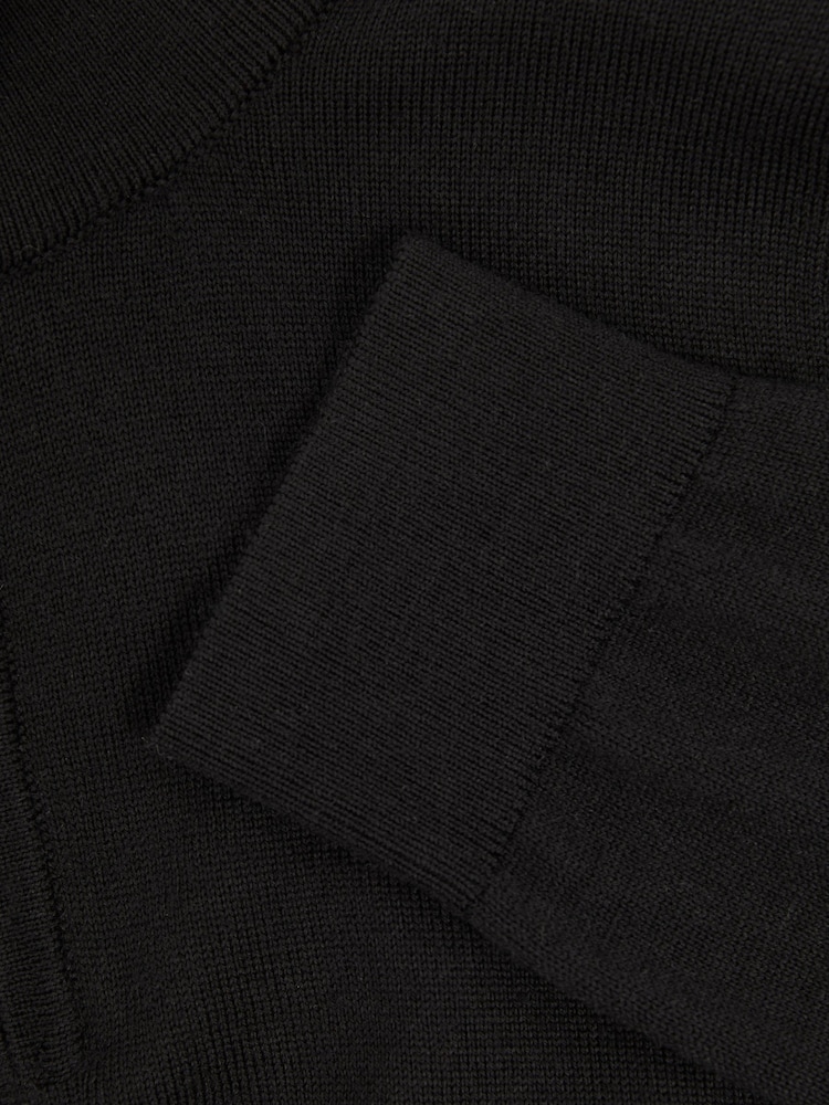 Reiss Black Blackhall 13-14 yrs Merino Wool Half-Zip Funnel Neck Jumper - Image 4 of 4
