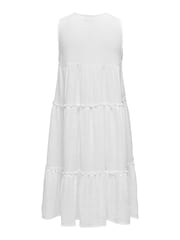JDY White 100% Cotton Crochet Trim Sleeveless Tiered Mini Dress - Image 4 of 4