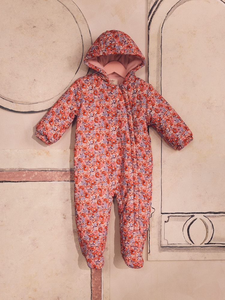 Rot mit floralem Muster - Cath Kidston Baby Corduroy All-in-one Pramsuit - Bild 1 von 7 Rot mit floralem Muster - Cath Kidston Baby Corduroy All-in-one Pramsuit - Bild 1 von 7
