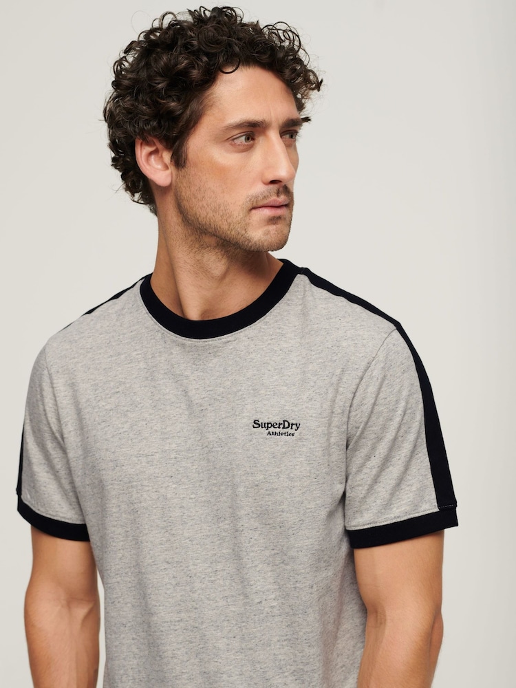 Серый - Superdry 100% Cotton Essential Logo Retro T-Shirt - Image 3 of 3