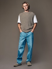 Neutral Regular Fit Rib Texture Tank with Wool - Image 2 of 7