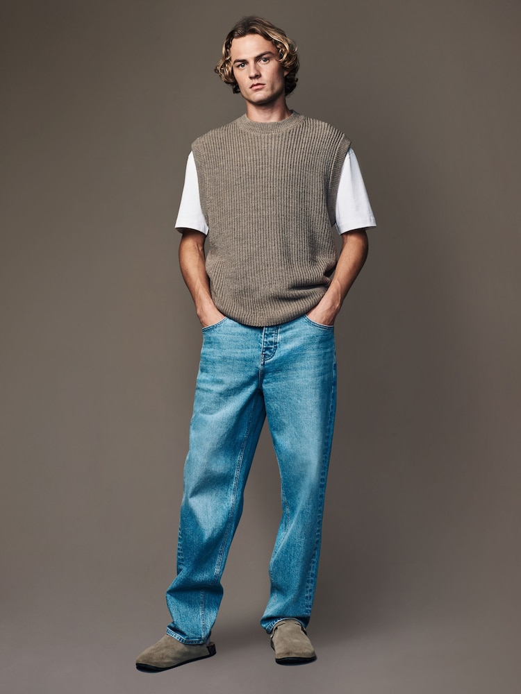 Neutral Regular Fit Rib Texture Tank with Wool - Image 2 of 7