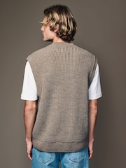 Neutral Regular Fit Rib Texture Tank with Wool - Image 3 of 7