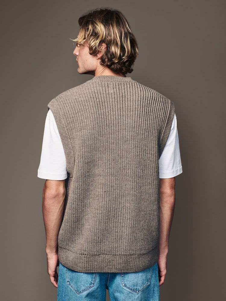 Нейтральный - Regular Fit Rib Texture Tank with Wool - Image 2 of 7