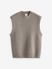 Neutral Regular Fit Rib Texture Tank with Wool - Image 5 of 7
