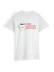 Personalised Dad, Coffee, Repeat' Grey T-Shirt by Stitch Style - Image 1 of 5