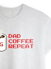 Personalised Dad, Coffee, Repeat' Grey T-Shirt by Stitch Style - Image 3 of 5