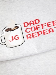 Personalised Dad, Coffee, Repeat' Grey T-Shirt by Stitch Style - Image 4 of 5