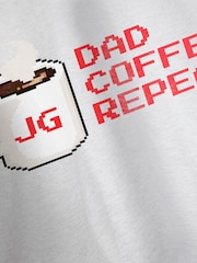 Personalised Dad, Coffee, Repeat' Grey T-Shirt by Stitch Style - Image 5 of 5