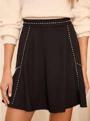 Love & Roses Black Stud Trim Mini Skirt - Image 2 of 4