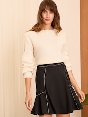 Love & Roses Black Stud Trim Mini Skirt - Image 3 of 4