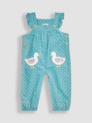 JoJo Maman Bébé Duck Egg Blue Duck Appliqué Cord Dungarees & Top Set - Image 2 of 6