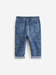 Mid Blue Graffiti 100% Cotton Laser Print Jeans (3mths-7yrs) - Image 5 of 7