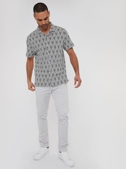 Threadbare Black Blend Zig Zag Revere Collar Short Sleeve Shirt - Image 3 of 3