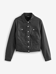 Black Coated Fuller Bust Black Coated Denim Jacket - Image 1 of 3