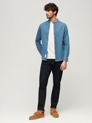 Superdry Blue Merchant Grandad Shirt - Image 3 of 6