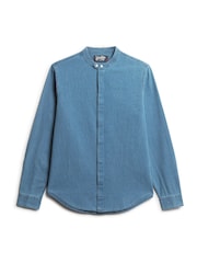 Superdry Blue Merchant Grandad Shirt - Image 4 of 6