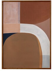 Paper Collective Brown Painted Shapes 01 Framed Wall Art Print in Dark Oak Frame - Image 1 of 4