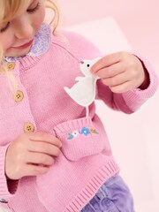 JoJo Maman Bébé Pink Mouse Pet in Pocket Cardigan - Image 2 of 5
