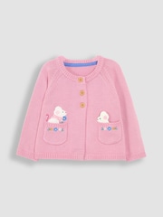 JoJo Maman Bébé Pink Mouse Pet in Pocket Cardigan - Image 3 of 5