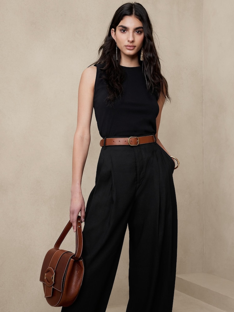 Banana Republic Black Refined Cotton Sleeveless Vest - Image 1 of 3