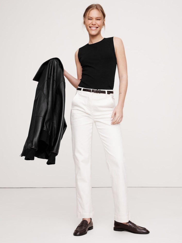 Banana Republic Black Refined Cotton Sleeveless Vest - Image 3 of 3