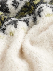 Black/White High Neck Bouclé Fairisle Pattern Fluffy Knitted Jumper - Image 6 of 8