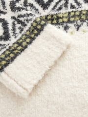 Black/White High Neck Bouclé Fairisle Pattern Fluffy Knitted Jumper - Image 7 of 8