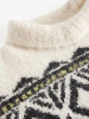 Black/White High Neck Bouclé Fairisle Pattern Fluffy Knitted Jumper - Image 8 of 8