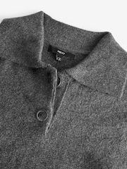 Charcoal Grey Collared Poncho - Image 6 of 7