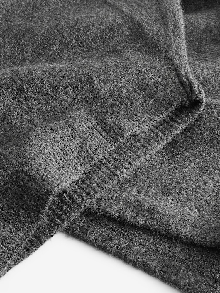 Charcoal Grey Collared Poncho - Image 7 of 7