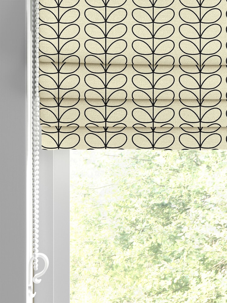 Orla Kiely Black Linear Stem Made to Measure 100% Cotton Roman Blind - Image 2 of 6