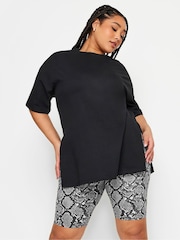 Yours Curve Grey 2 PACK Black Snake Print Cycling Shorts - Image 2 of 5
