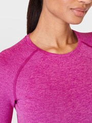 Sweaty Betty Magenta Camelia Pink Marl Athlete Seamless Workout Long Sleeve Top - Image 5 of 7