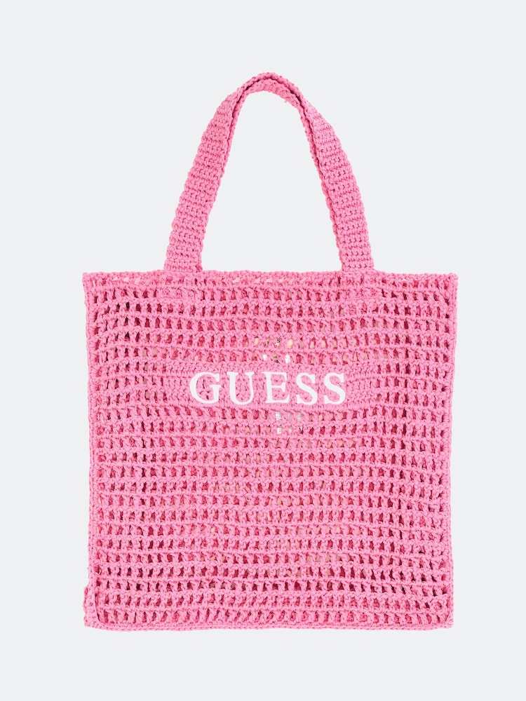 Guess Pink Jelly Crochet Shopping Tote 100% Cotton Bag - Image 1 of 3
