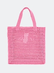 Guess Pink Jelly Crochet Shopping Tote 100% Cotton Bag - Image 2 of 3