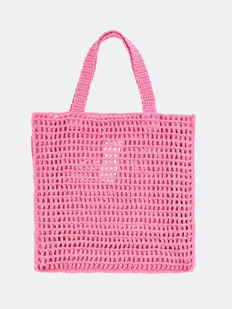 Guess Pink Jelly Crochet Shopping Tote 100% Cotton Bag - Image 2 of 3