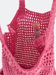 Guess Pink Jelly Crochet Shopping Tote 100% Cotton Bag - Image 3 of 3