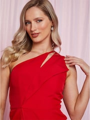 Chi Chi London Red One Shoulder Cut-Out Mini Dress - Image 3 of 5