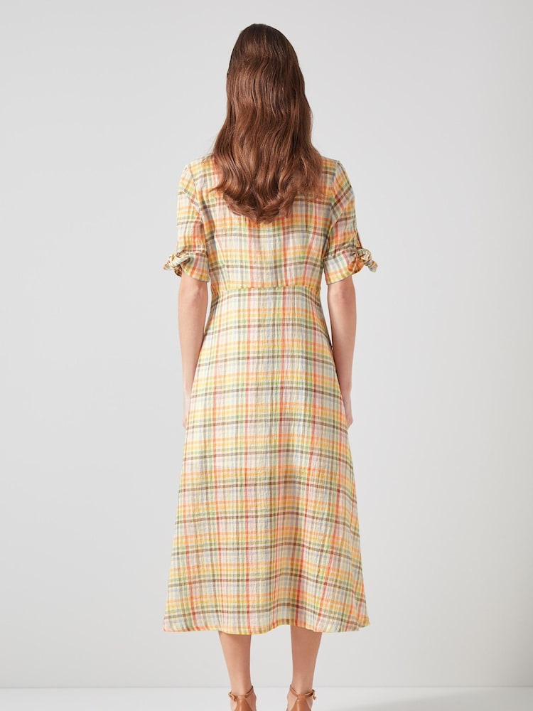 LK Bennett Saffron Gingham Seersucker Cotton Shirt Dress - Image 2 of 3