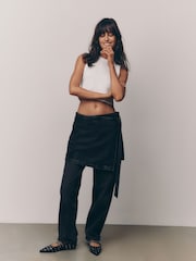 Negro - Minifalda vaquera de algodón 100 % con diseño cruzado - Imagen 1 de 7
