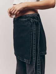 Negro - Minifalda vaquera de algodón 100 % con diseño cruzado - Imagen 4 de 7