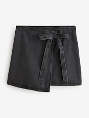 Negro - Minifalda vaquera de algodón 100 % con diseño cruzado - Imagen 6 de 7