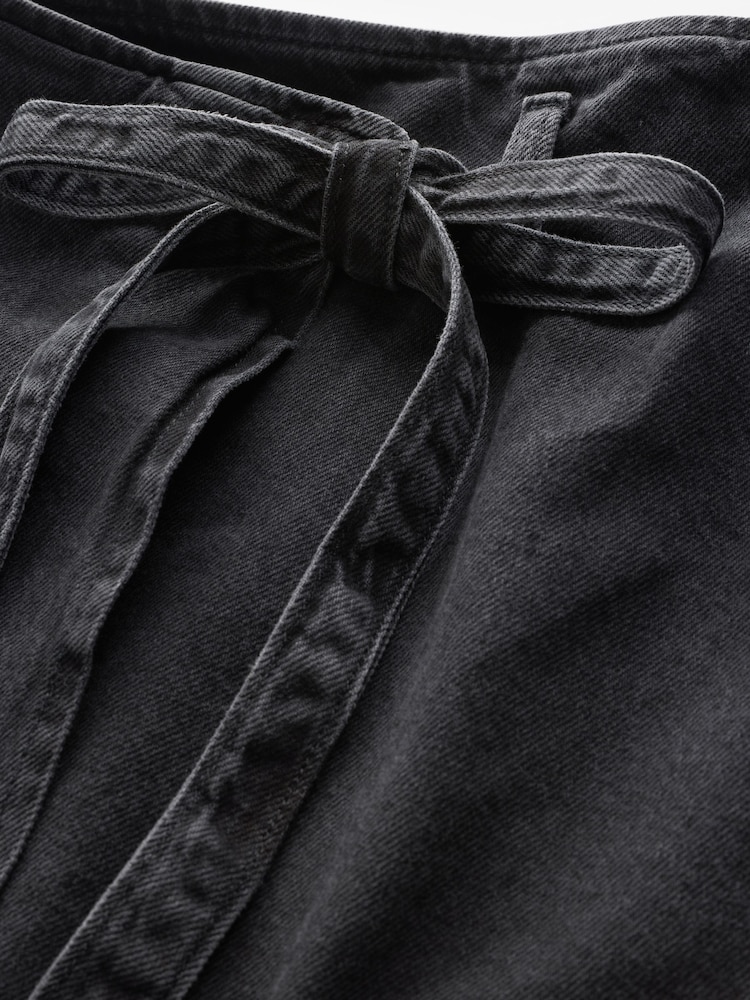 Negro - Minifalda vaquera de algodón 100 % con diseño cruzado - Imagen 7 de 7