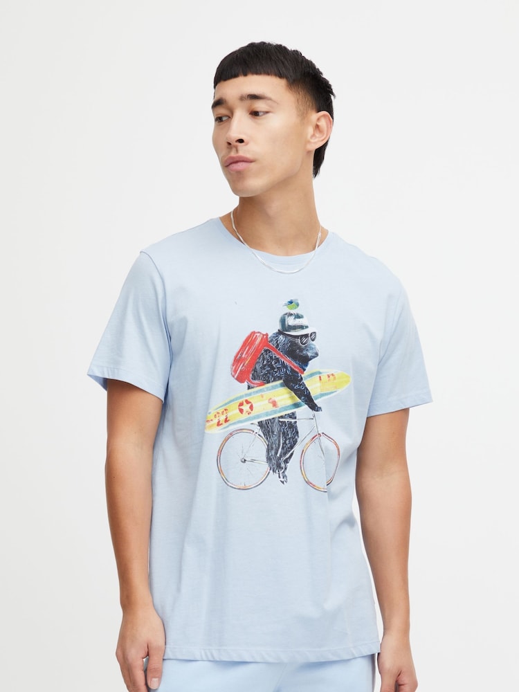 Blend Blue Printed Short Sleeve T-Shirt - Image 1 of 5