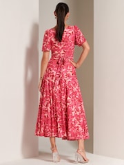 Jolie Moi Pink Elvira Print Mesh Maxi Dress - Image 2 of 6